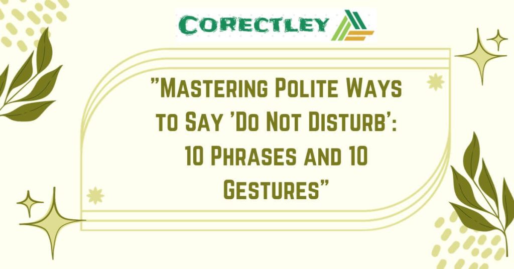 "Mastering Polite Ways to Say 'Do Not Disturb': 10 Phrases and 10 Gestures"