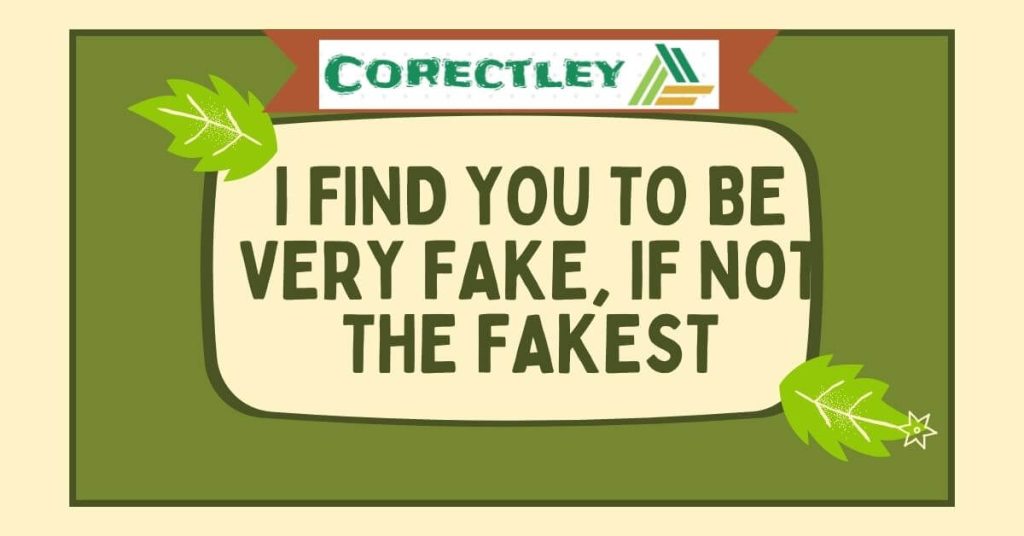 I find you to be very fake, if not the fakest